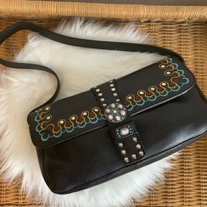 Vintage leather Sharif embellished shoulder purse
